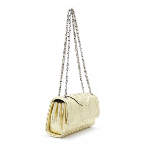GOLD METAL LEATHER FLEMING SMALL CROSSBODY BAG 