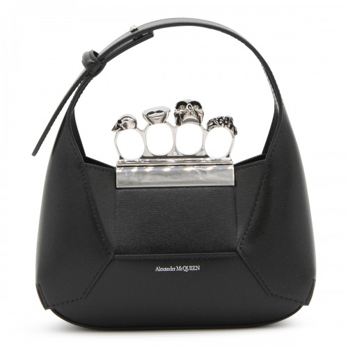 Alexander Mcqueen – Black Leather Jeweled Hobo Handle Bag Uni