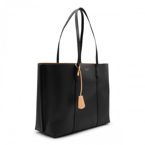 BLACK LEATHER PERRY TOTE BAG 