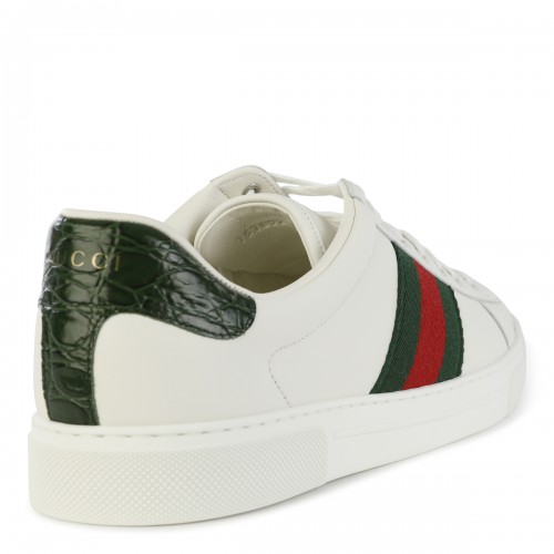 WHITE AND GREEN LEATHER SNEAKERS