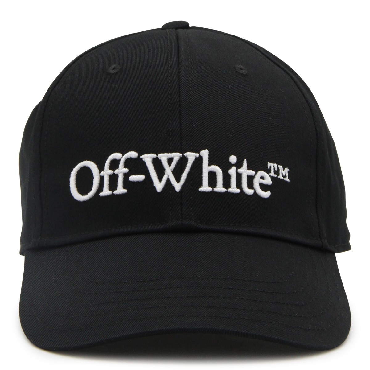 BLACK AND WHITE COTTON LOGO BASEBALL CAP
