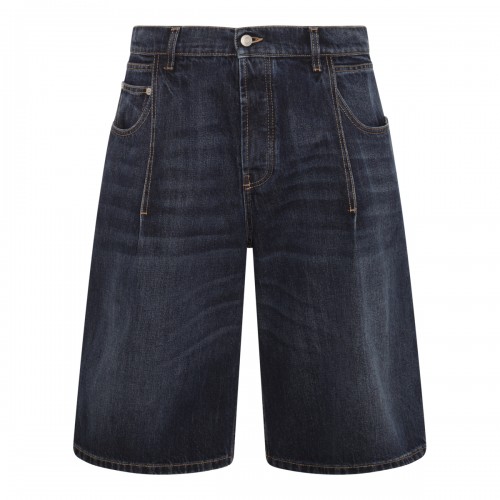 DARK BLUE COTTON DENIM SHORTS