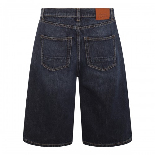 DARK BLUE COTTON DENIM SHORTS 2