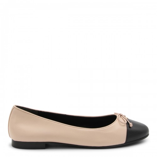 PINK AND BLACK LEATHER BALLERINA SHOES
