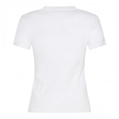 WHITE AND BLACK COTTON BLEND T-SHIRT