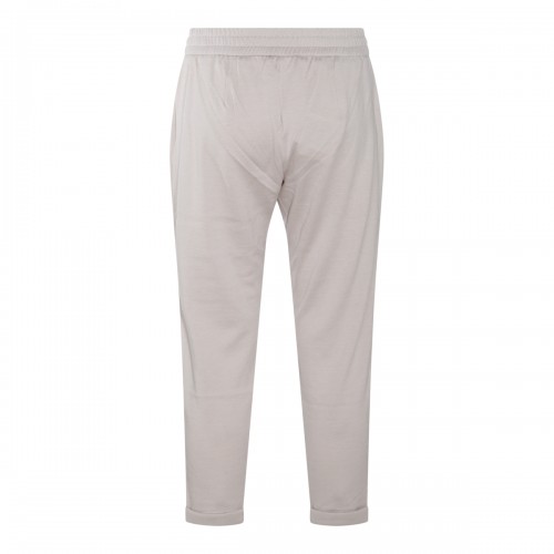 WARM WHITE COTTON AND SILK BLEND TRACK PANTS