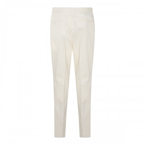 WHITE COTTON BLEND TROUSERS