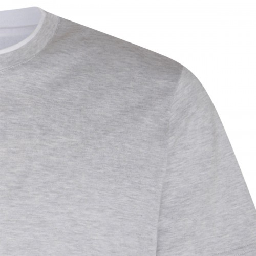 GREY AND WHITE COTTON T-SHIRT