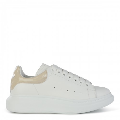 WHITE AND BEIGE LEATHER OVERSIZED SNEAKERS