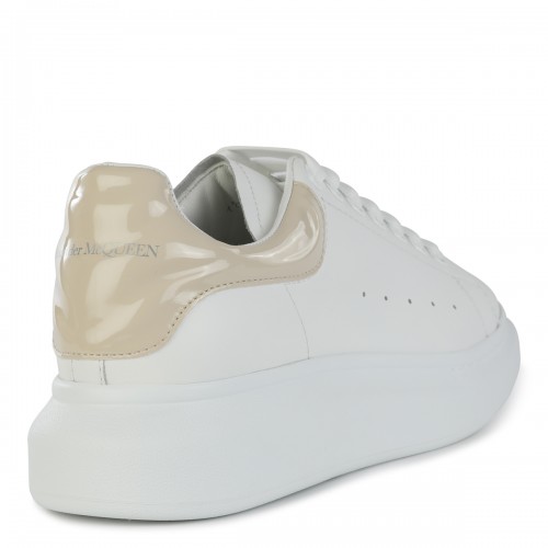 WHITE AND BEIGE LEATHER OVERSIZED SNEAKERS
