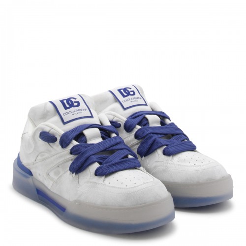 WHITE AND BLUE LEATHER SNEAKERS