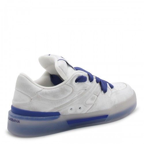 WHITE AND BLUE LEATHER SNEAKERS
