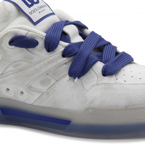 WHITE AND BLUE LEATHER SNEAKERS