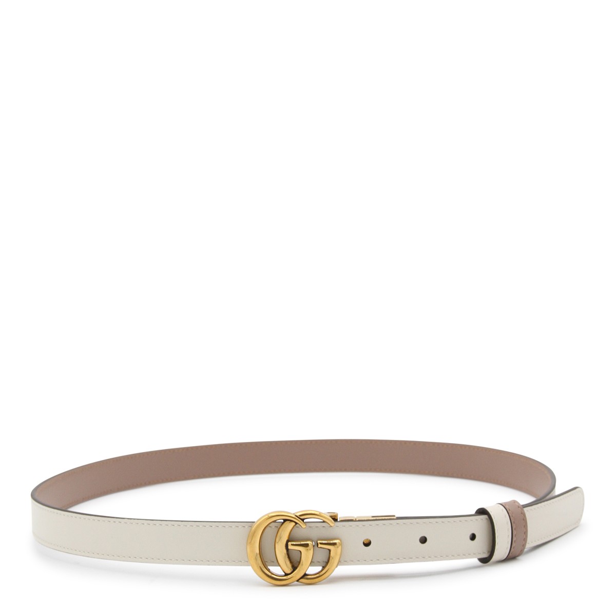 WHITE AND BEIGE LEATHER BELT