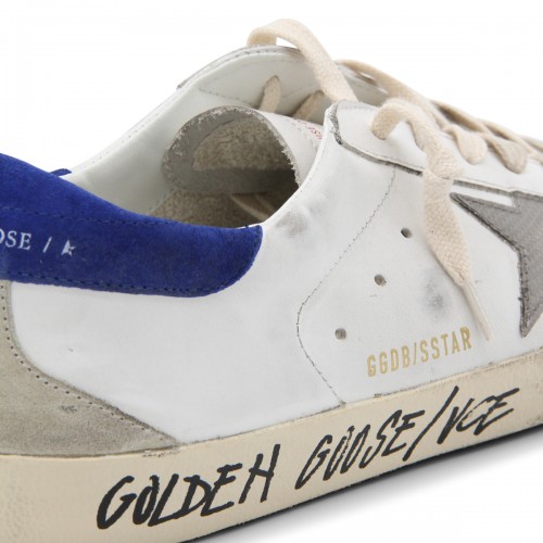 WHITE AND BLUE LEATHER SUPER-STAR SNEAKERS