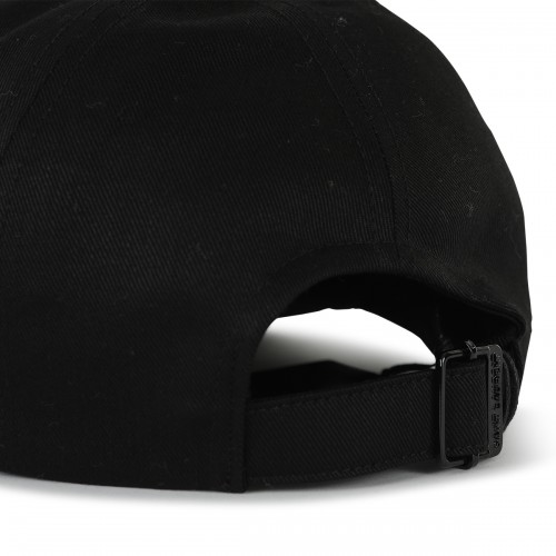 BLACK COTTON-LINEN BLEND BASEBALL CAP