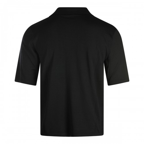 BLACK WOOL POLO SHIRT 