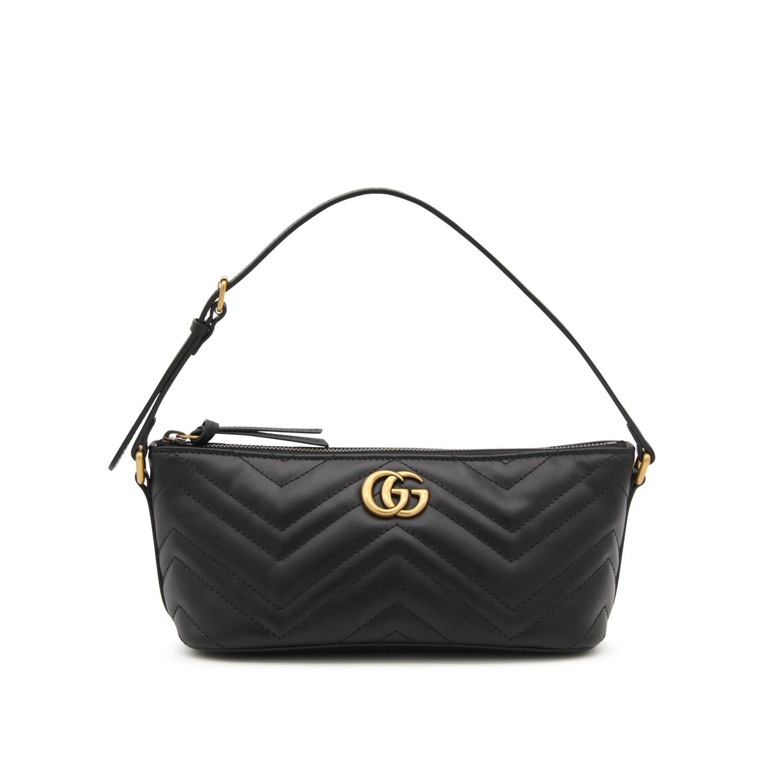 BLACK LEATHER GG MARMONT SMALL SHOULDER BAG