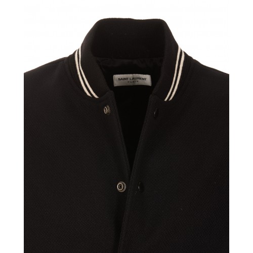 BLACK AND WHITE WOOL BLEND CASUAL JACKET