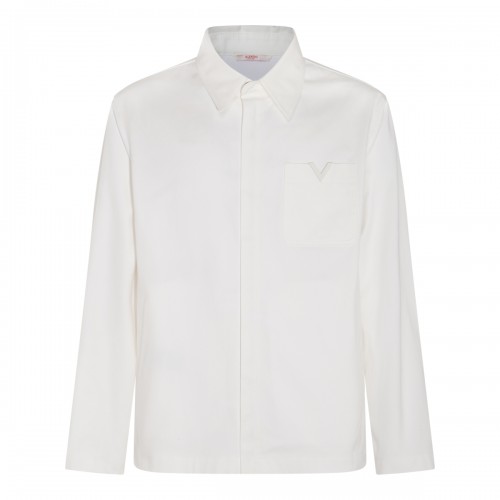 WHITE COTTON BLEND SHIRT...