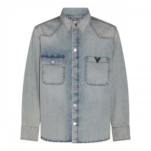 LIGHT BLUE COTTON DENIM SHIRT