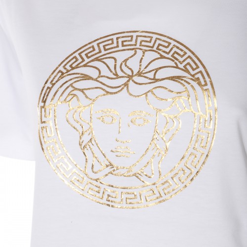 WHITE AND GOLD-TONE COTTON T-SHIRT