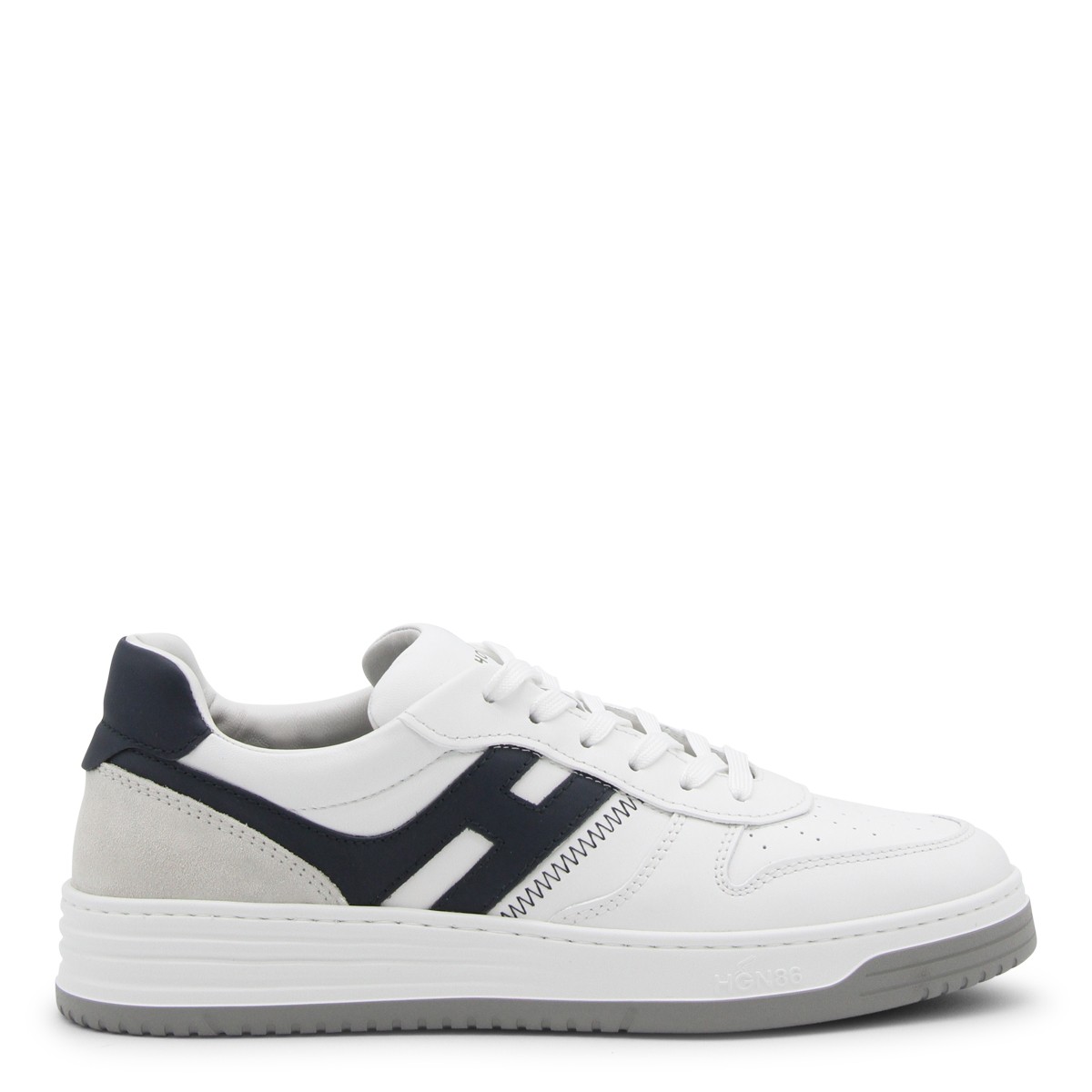 WHITE, GREY AND BLUE LEATHER H630 SNEAKERS