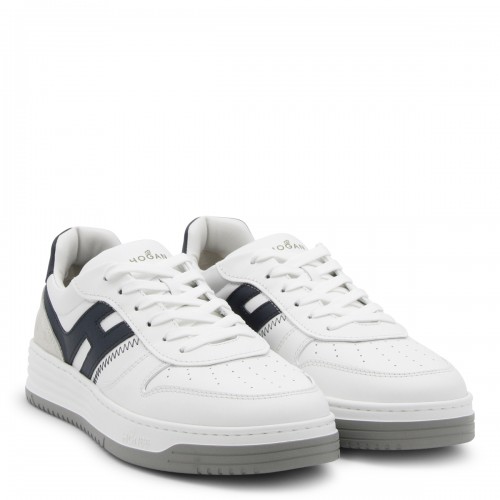 WHITE, GREY AND BLUE LEATHER H630 SNEAKERS
