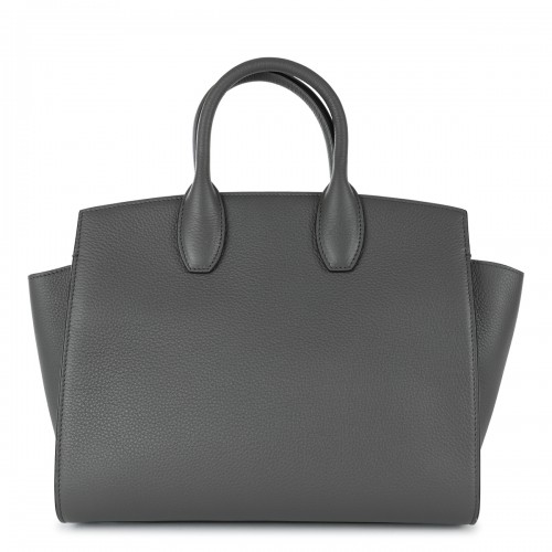GREY LEATHER TOTE BAG