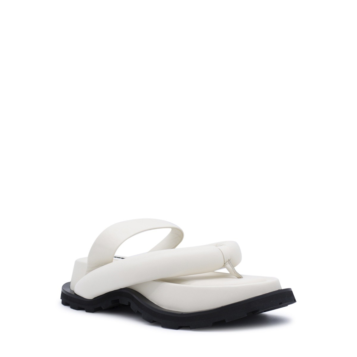 WHITE LEATHER PLATFORM SANDALS 