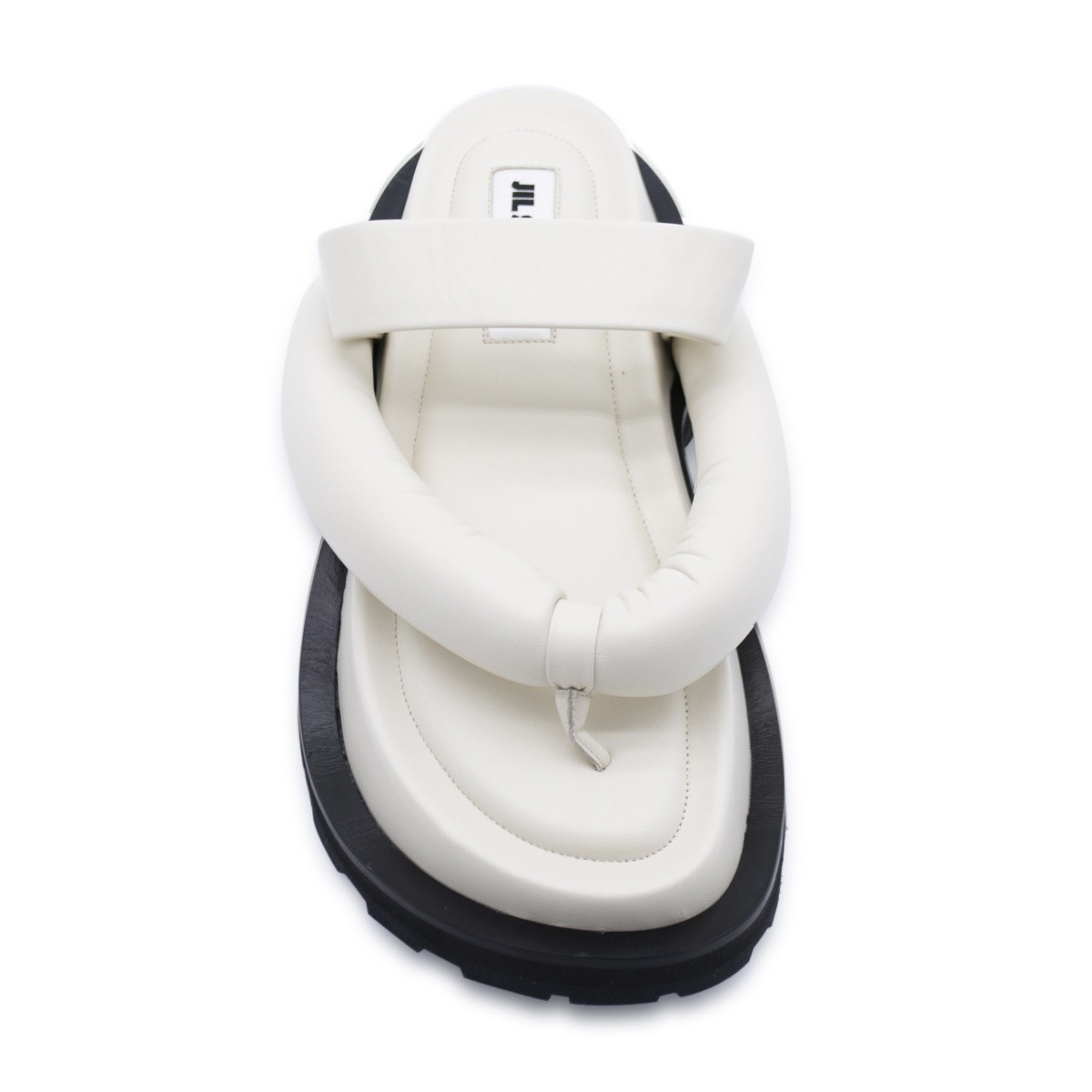 WHITE LEATHER PLATFORM SANDALS 