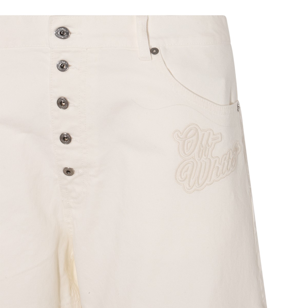 WHITE COTTON BLEND JEANS
