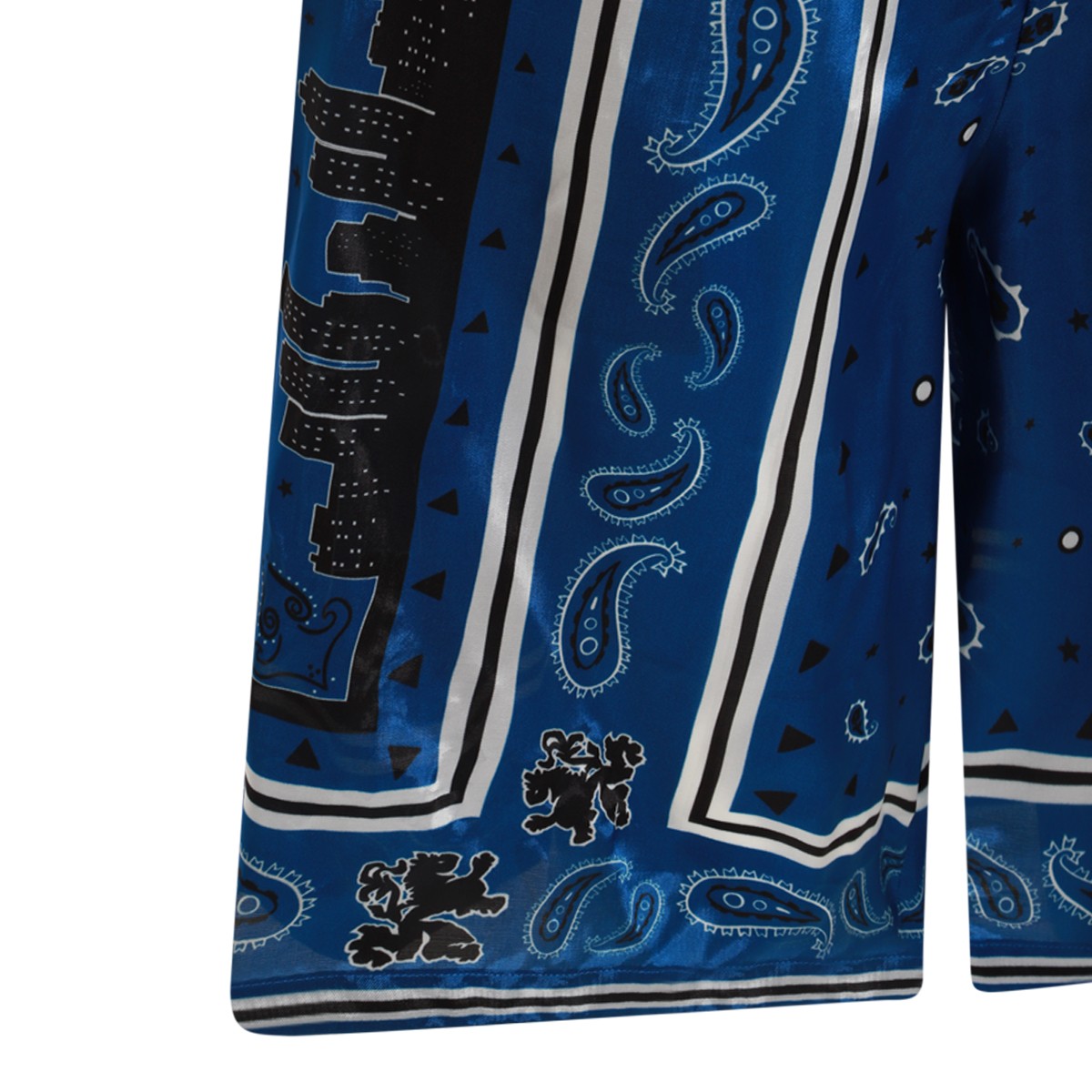 BLUE MULTICOLOUR VISCOSE BANDANA SHORTS