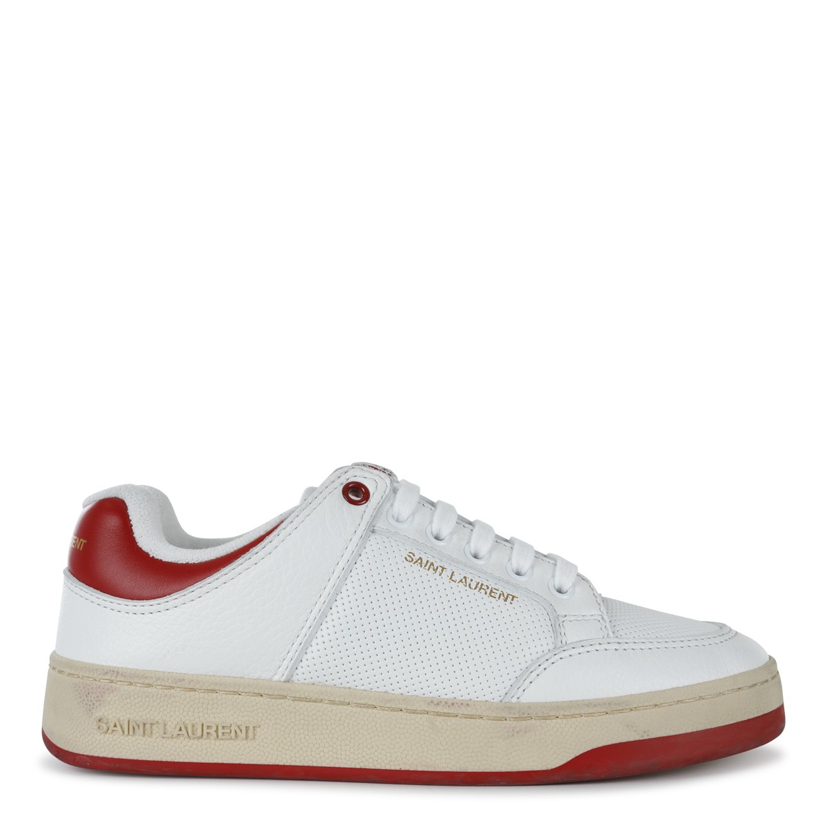 WHITE AND RED LEATHER SL/61 SNEAKERS