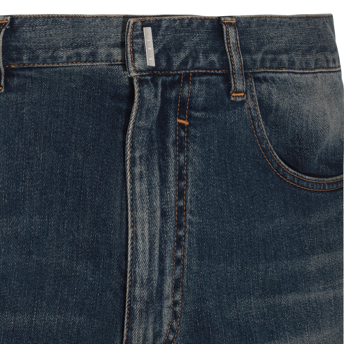 BLUE COTTON BLEND CARGO JEANS