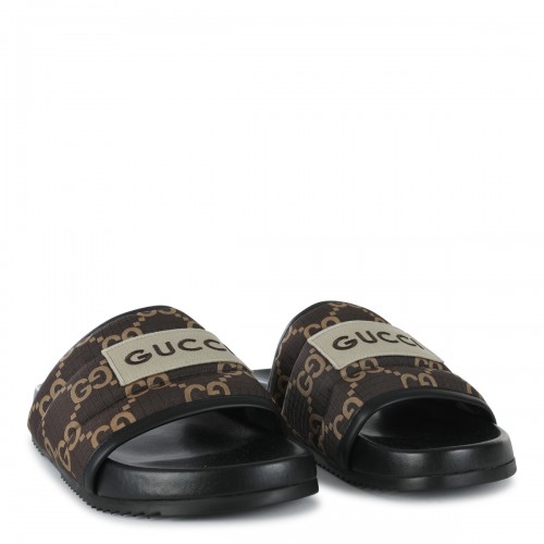 BLACK AND BROWN CANVAS SLIDES
