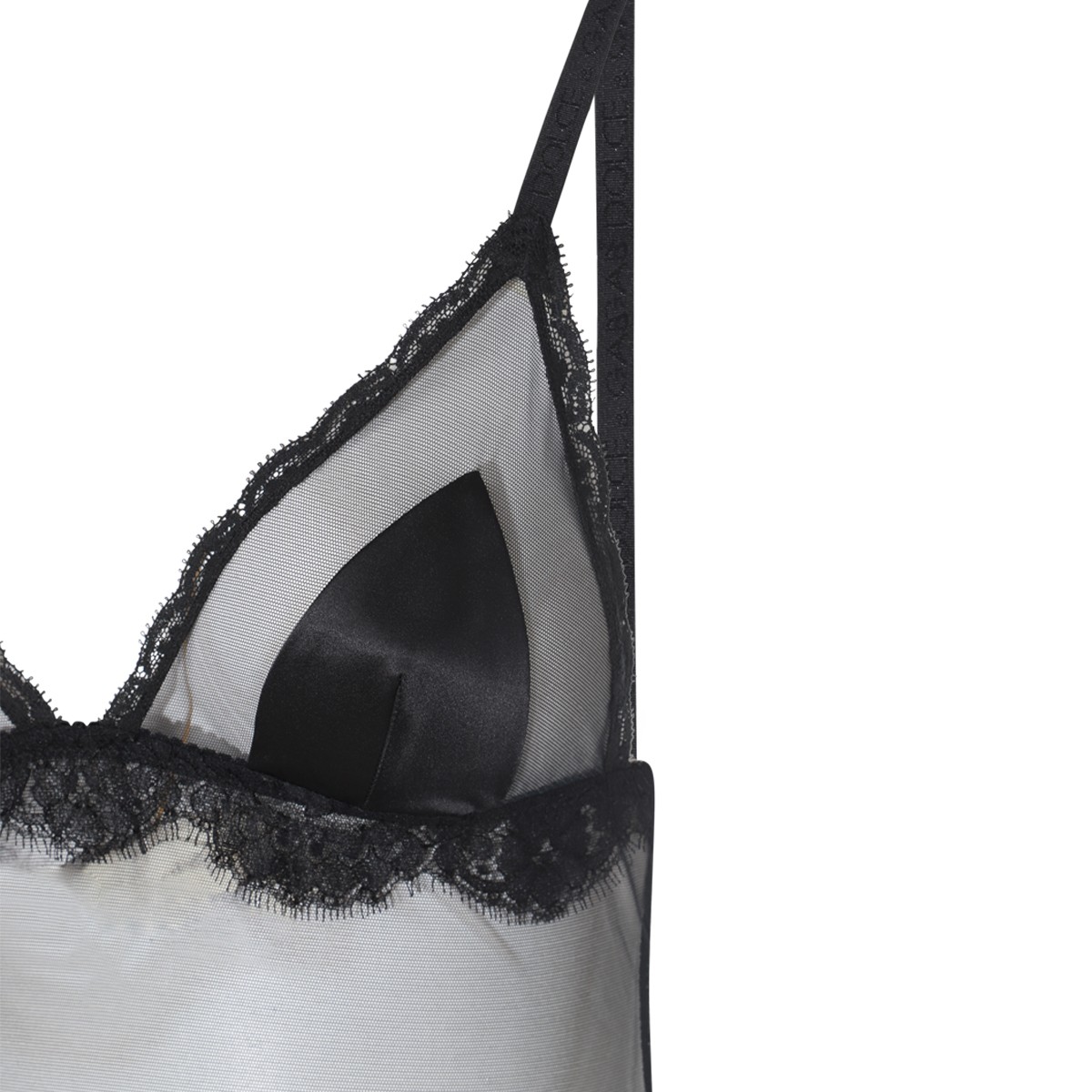 BLACK COTTON-VISCOSE BLEND BODYSUIT