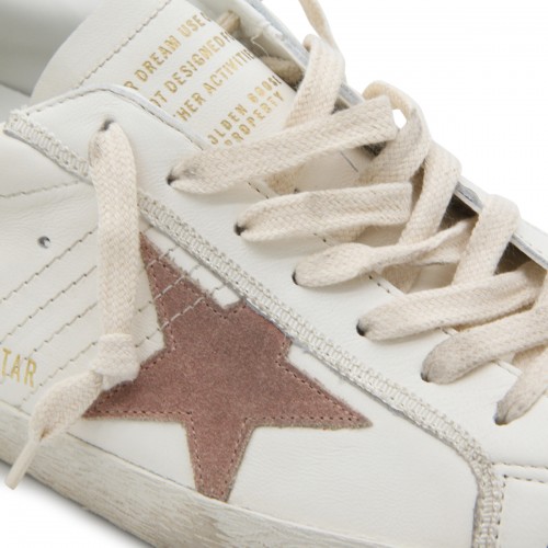 WHITE AND PINK LEATHER SUPER STAR DELUXE SNEAKERS