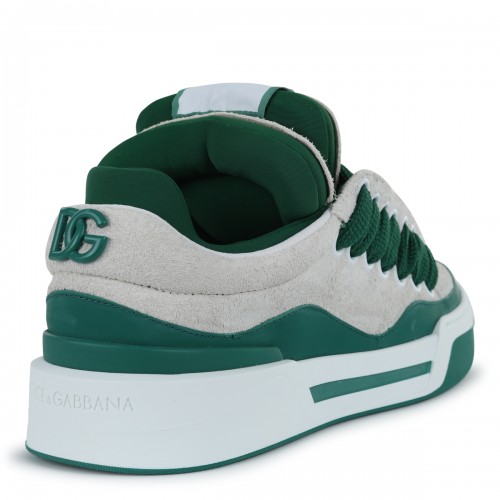WHITE AND GREEN LEATHER SNEAKERS