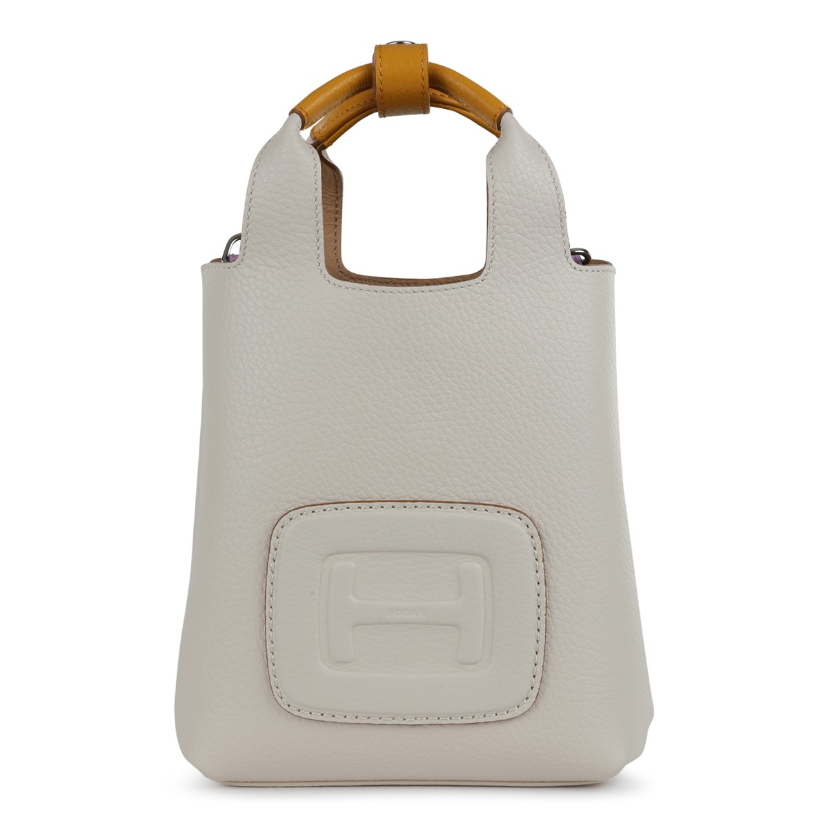 WHITE LEATHER TOP HANDLE BAG
