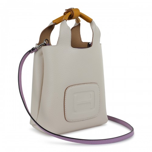 WHITE LEATHER TOP HANDLE BAG