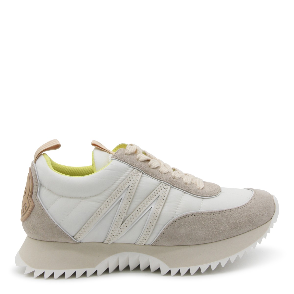 BEIGE AND WHITE PACEY LOW TOP SNEAKERS