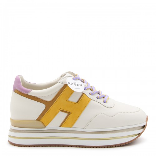 YELLOW AND WHITE LEATHER SNEAKERS