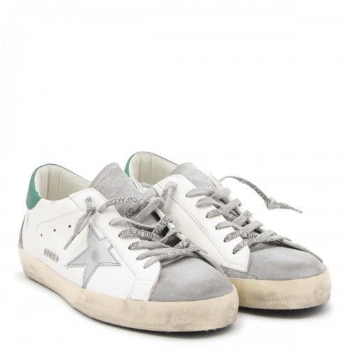 WHITE AND GREEN LEATHER SUPER STAR SNEAKERS