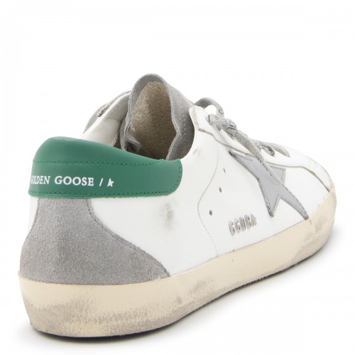 WHITE AND GREEN LEATHER SUPER STAR SNEAKERS