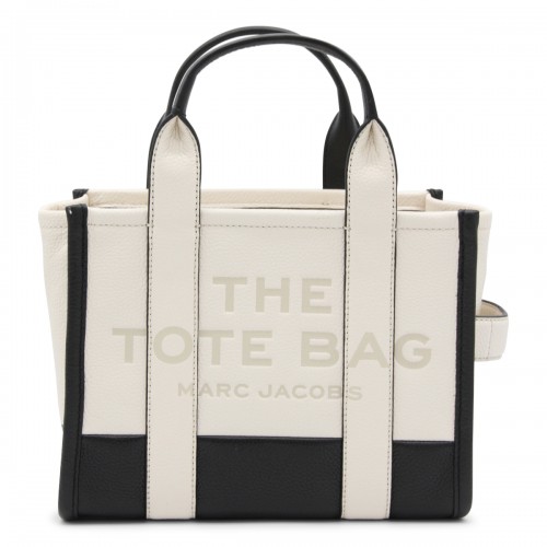 WHITE AND BLACK LEATHER THE COLORBLOCK SMALL TOTE BAG