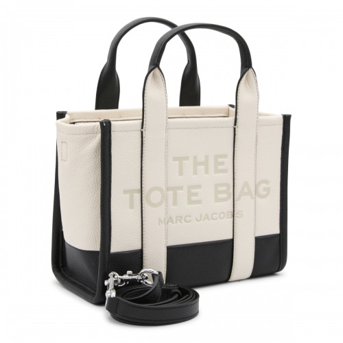 WHITE AND BLACK LEATHER THE COLORBLOCK SMALL TOTE BAG
