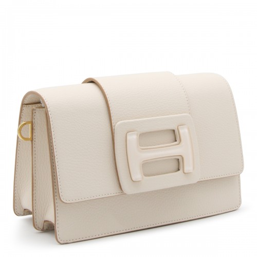 WHITE LEATHER H CROSSBODY BAG