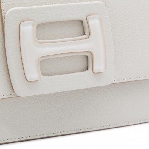 WHITE LEATHER H CROSSBODY BAG