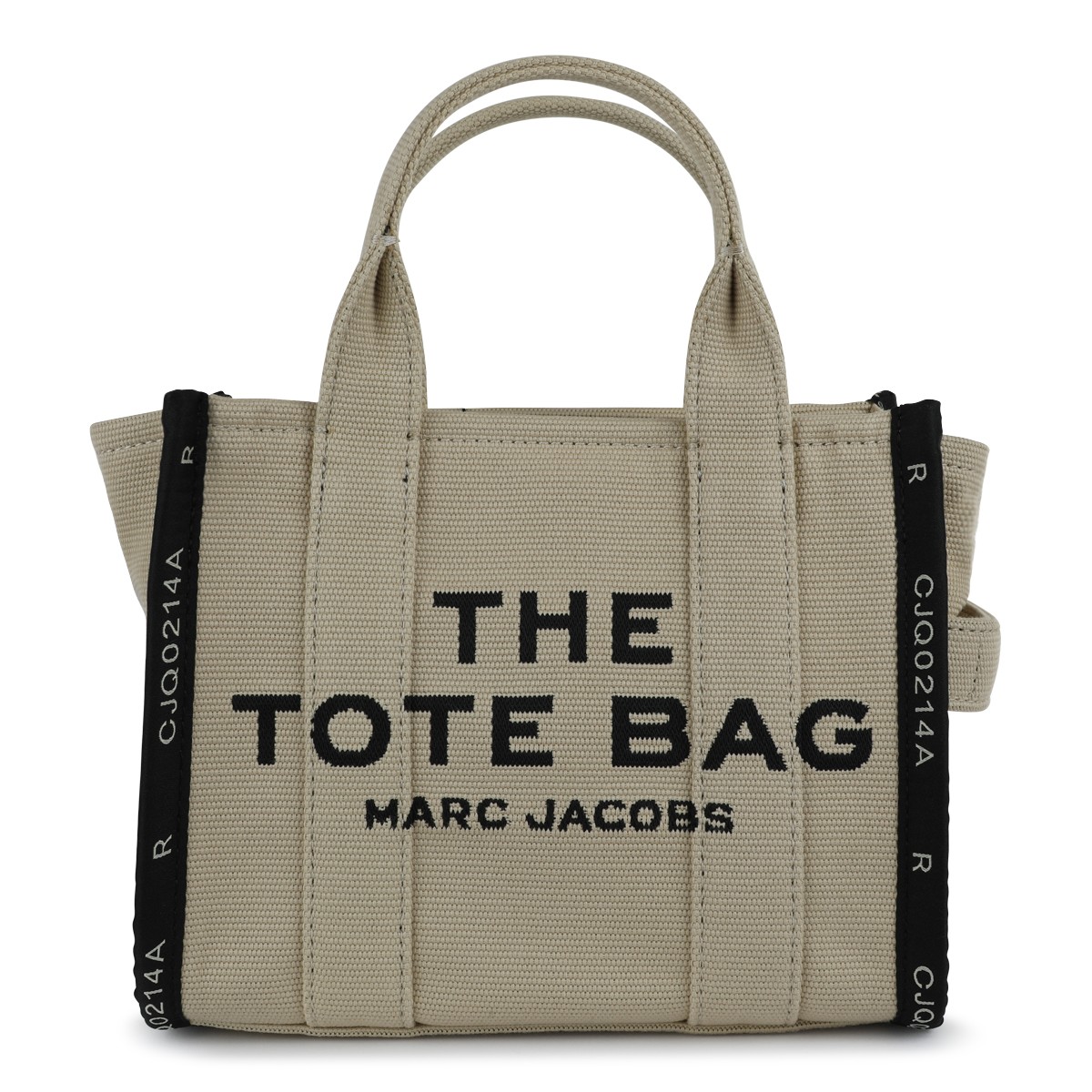 BEIGE AND BLACK CANVAS TOTE BAG